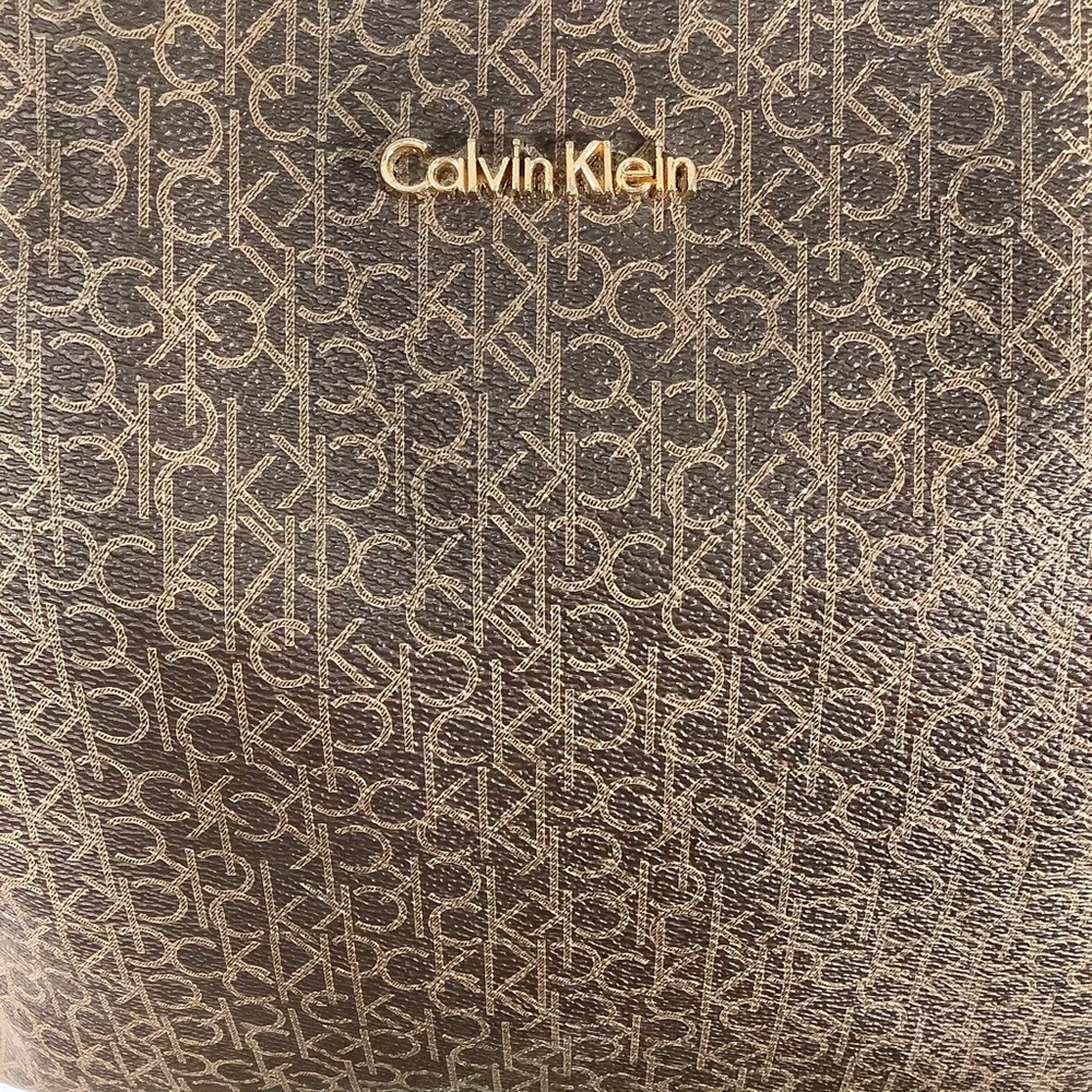 CALVIN KLEIN Brown Monogram Leather Purse - Picture 6 of 6